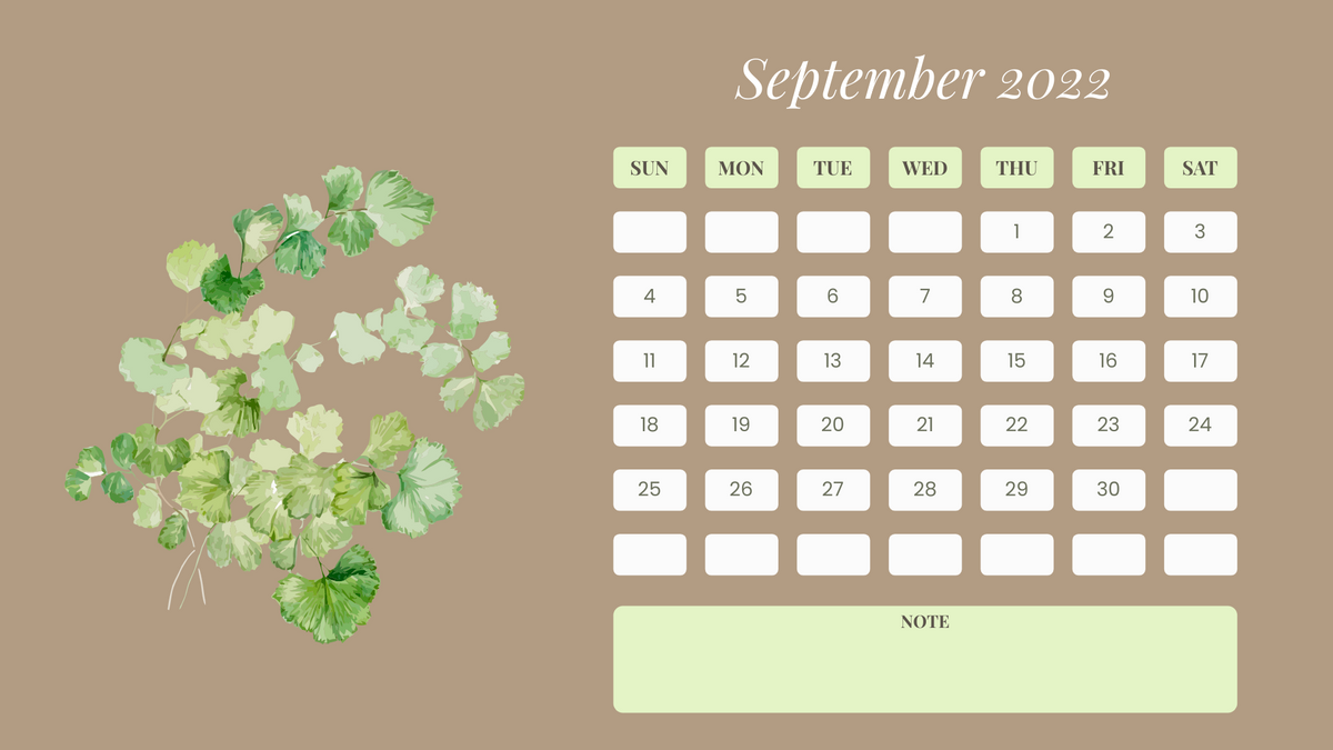 Calendar 模板。Hand-drawn Flowers Calender (由 Visual Paradigm Online 的Calendar软件制作)