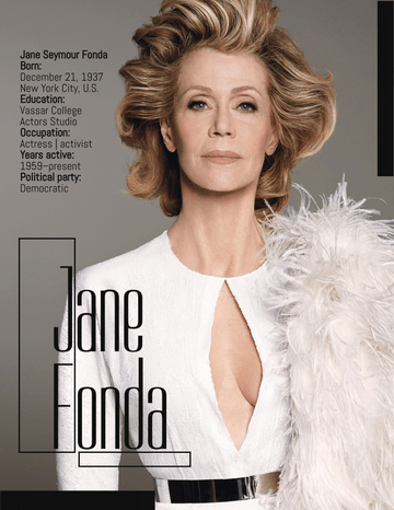 Biography 模板。Jane Fonda Biography (由 Visual Paradigm Online 的Biography软件制作)