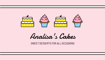 Business Card template: Pink Cute Cakes Illustration Cake Shop Business Card (Created by InfoART's  marker)
