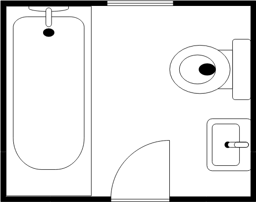 Bathroom Floor Plan template: Simple Bathroom Floor Plan With Bathtub (Created by Visual Paradigm Online's Bathroom Floor Plan maker)