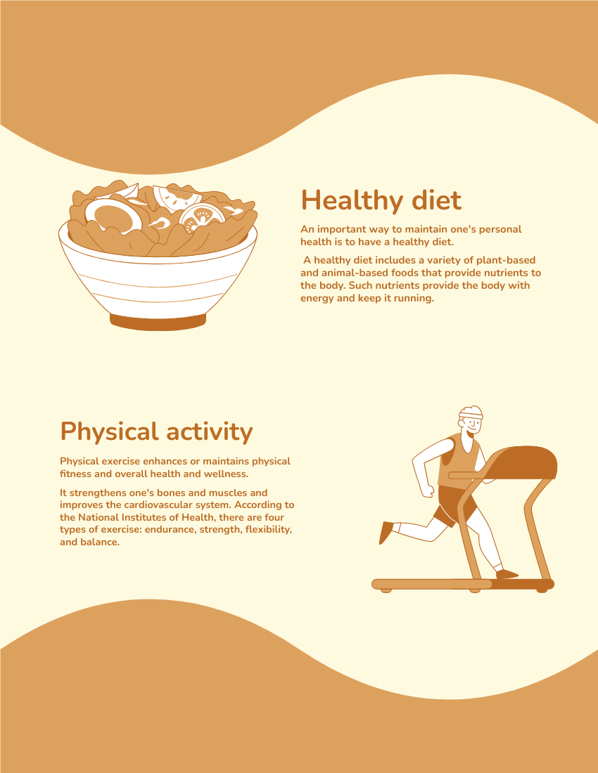 小冊子 模板。 Healthy Lifestyle Booklet (由 Visual Paradigm Online 的小冊子軟件製作)