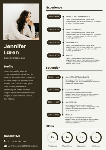 Resume template: Two Columns Brownish Resume (Created by Visual Paradigm Online's Resume maker)