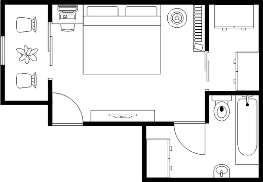 Bedroom Floor Plan template: Bedroom With Toilet Floor Plan (Created by Visual Paradigm Online's Bedroom Floor Plan maker)