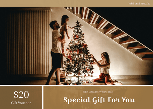 Editable giftcards template:Family Christmas Photo Special Gift Card