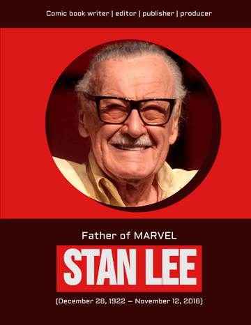 Biography 模板。 Stan Lee Biography (由 Visual Paradigm Online 的Biography軟件製作)