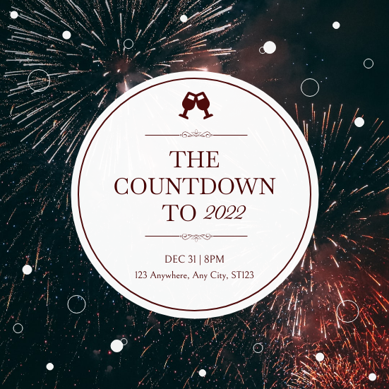 Classic Red Fireworks Photo New Year Countdown Invitation