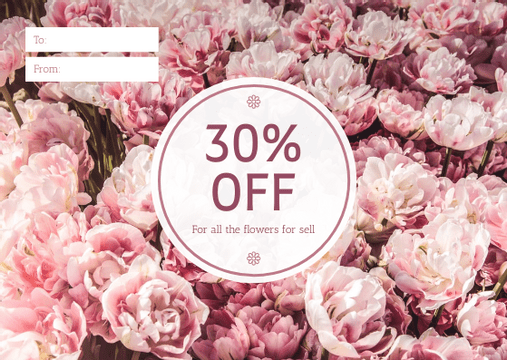 Editable giftcards template:Blossom Pink Floral Photo Flower Shop Gift Card
