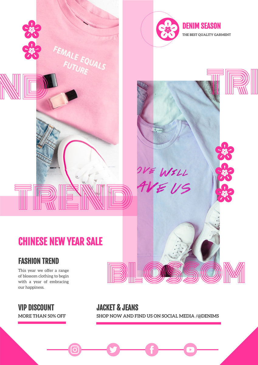 Poster template: Denim New Trend Sale Poster (Created by Visual Paradigm Online's Poster maker)