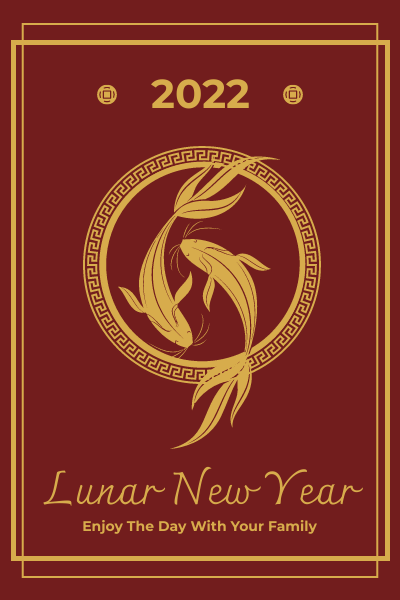 Greeting Card template: Koi Fish Lunar New Year Greeting Card (Created by Visual Paradigm Online's Greeting Card maker)