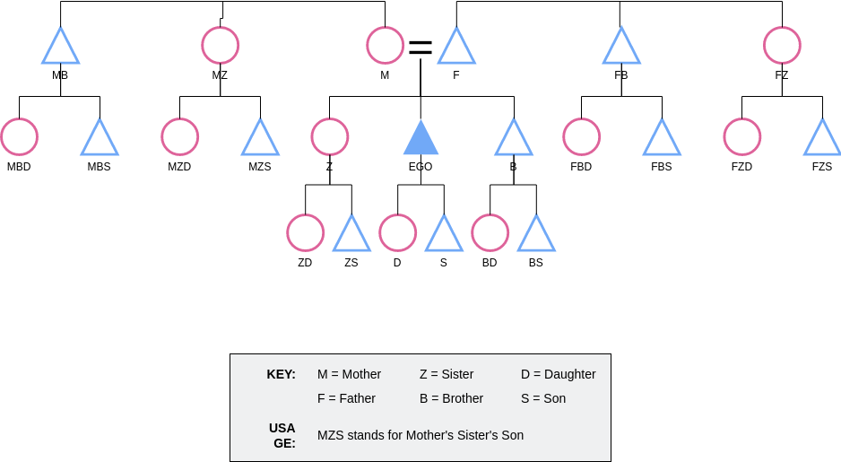 Kinship Diagram template: Kinship Diagram with Legend Keys (Created by Diagrams's Kinship Diagram maker)