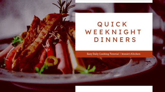 Editable youtubethumbnails template:Red And White Food Photo Weeknight Dinner Recipe YouTube Thumbnail