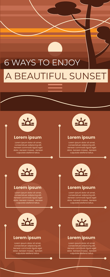 Infographic template: 6 Ways to Enjoy Sunset Infographic (Created by Visual Paradigm Online's Infographic maker)