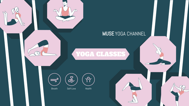 Editable youtubechannelarts template:Yoga Illustration YouTube Channel Art