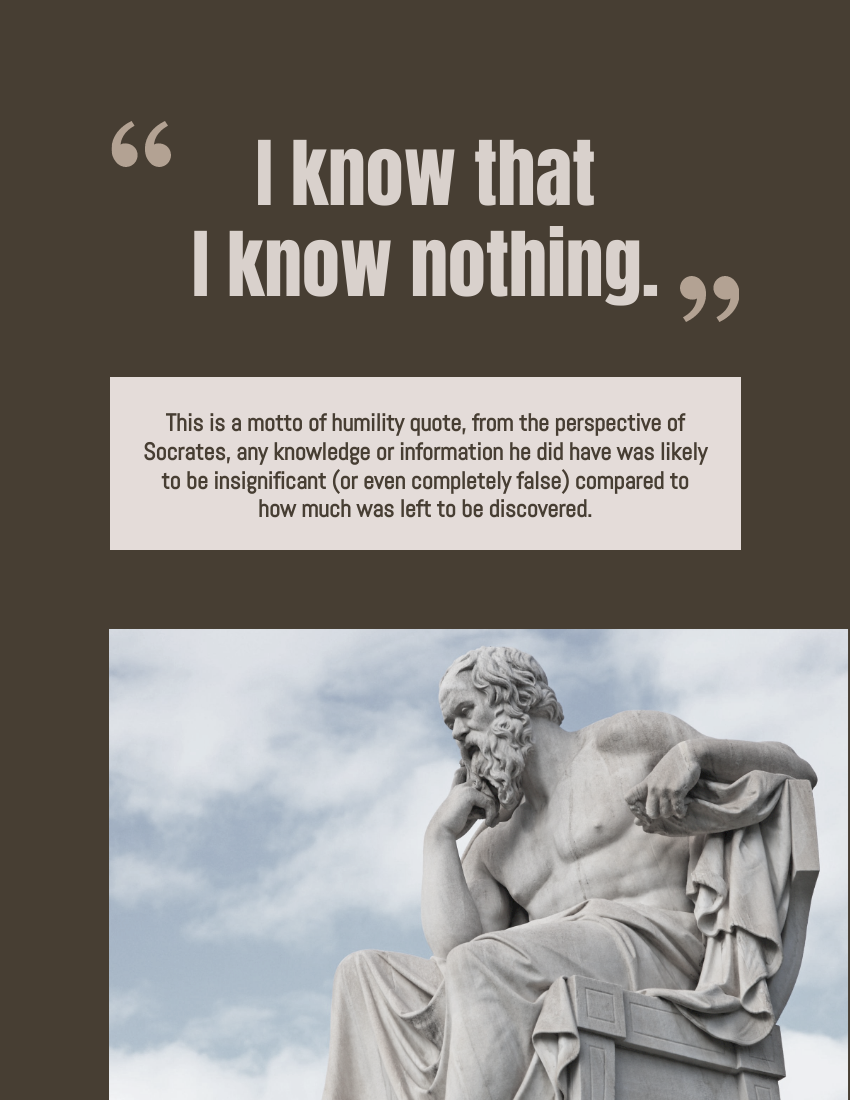 Quote 模板。 I know that I know nothing. - Socrates (由 Visual Paradigm Online 的Quote軟件製作)