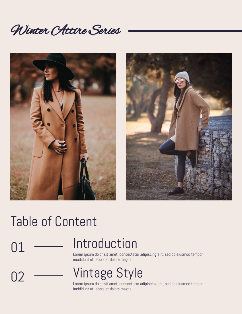 Lookbook template: Cute Overcoat Lookbook (Created by Visual Paradigm Online's Lookbook maker)
