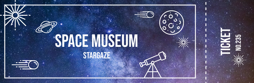 Ticket template: Ticket for Illustration Space Museum (Created by Visual Paradigm Online's Ticket maker)