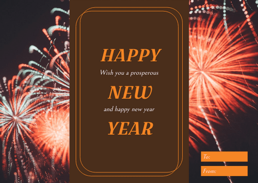 Gift Card template: Orange Brown Happy New Year Celebration Gift Card (Created by Visual Paradigm Online's Gift Card maker)