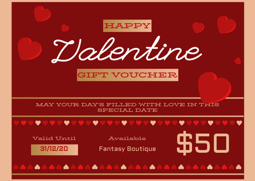 Gift Card template: Valentine Date Gift Voucher Card (Created by Visual Paradigm Online's Gift Card maker)