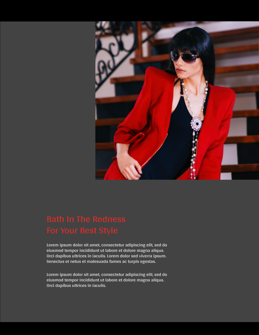 Lookbook template: The Red Gown Lookbook (Created by Visual Paradigm Online's Lookbook maker)