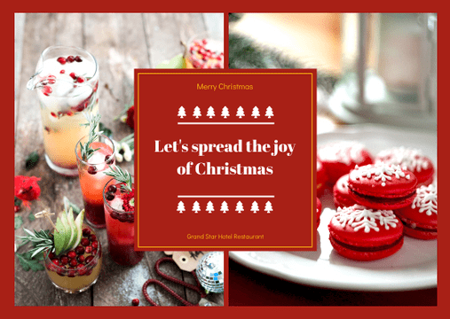 Editable postcards template:Red Christmas Food Photos Postcard