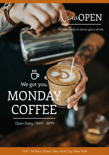 Poster template: Coffee Shop Opening Poster (Created by Visual Paradigm Online's Poster maker)