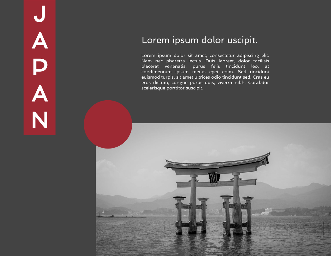 旅行照相簿 模板。Black Travel To Japan Photo Book (由 Visual Paradigm Online 的旅行照相簿软件制作)