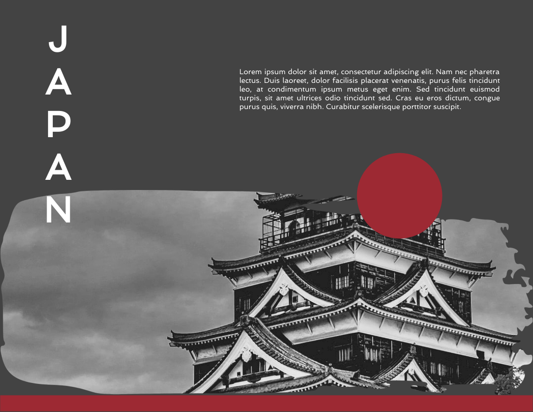 旅行照相簿 模板。 Black Travel To Japan Photo Book (由 Visual Paradigm Online 的旅行照相簿軟件製作)