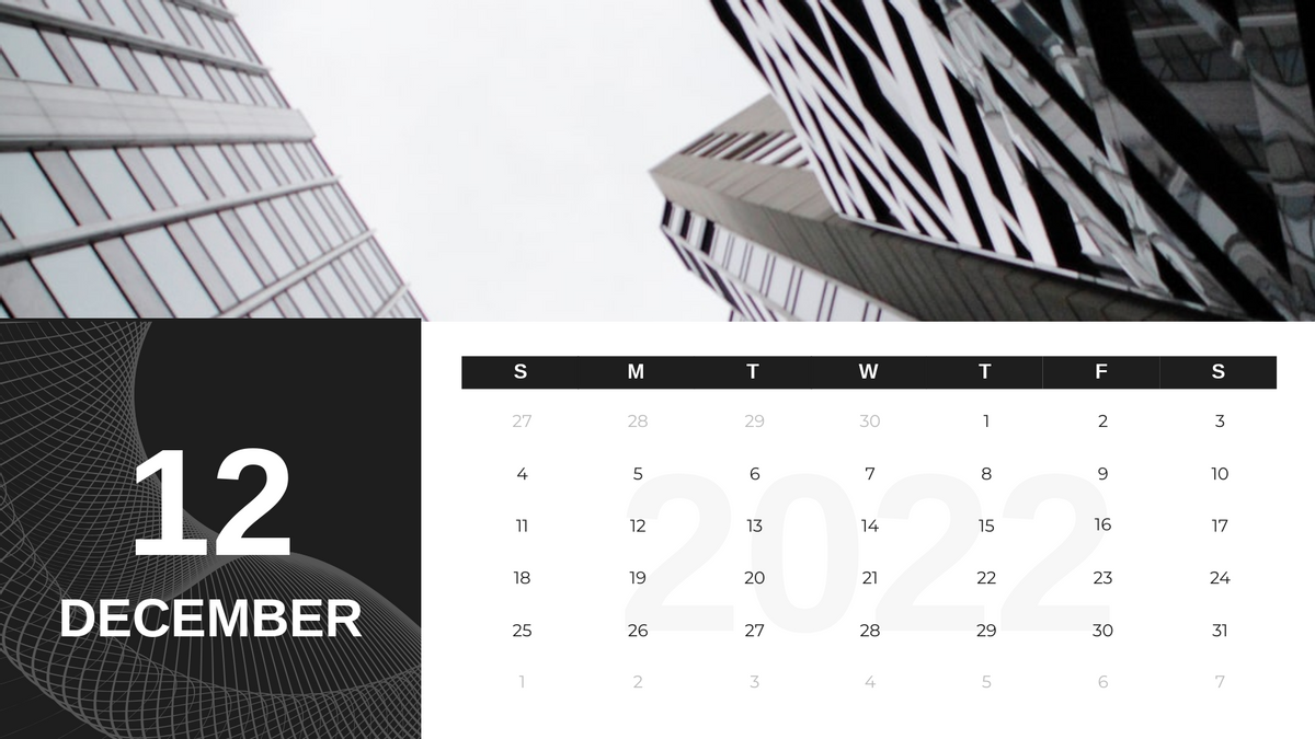 Calendar 模板。 Modern Photography Calendar 2022 (由 Visual Paradigm Online 的Calendar軟件製作)