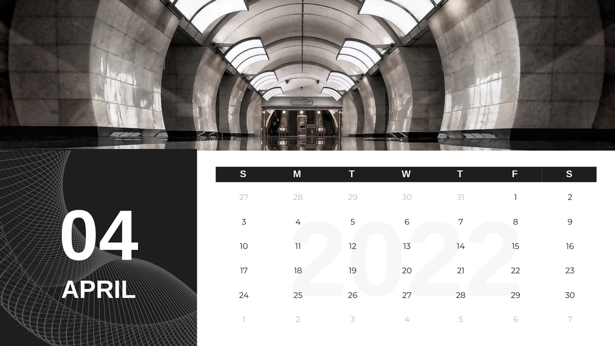 Calendar 模板。Modern Photography Calendar 2022 (由 Visual Paradigm Online 的Calendar软件制作)