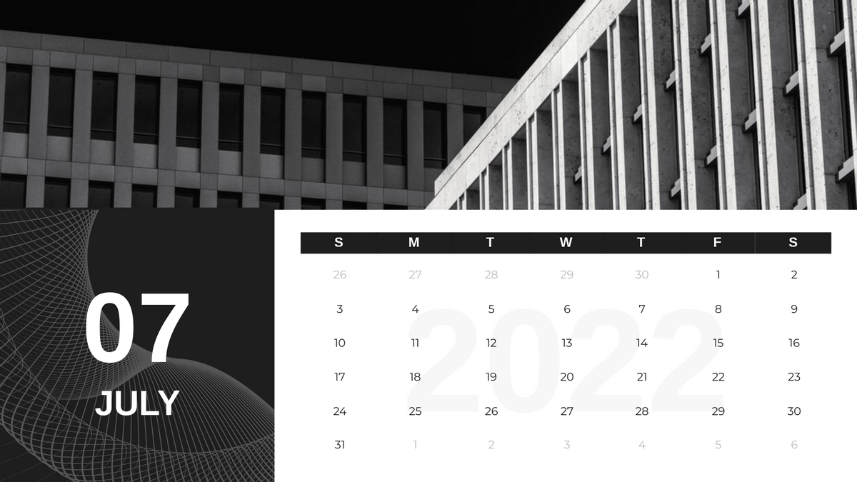 Calendar template: Modern Photography Calendar 2022 (Created by Visual Paradigm Online's Calendar maker)