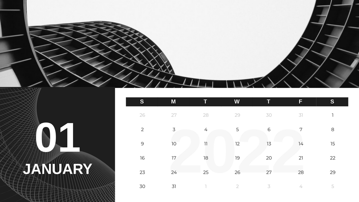 Calendar template: Modern Photography Calendar 2022 (Created by Visual Paradigm Online's Calendar maker)