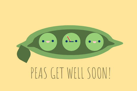 Editable greetingcards template:Peas Get Well Soon Card