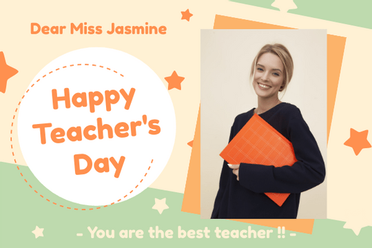 Editable greetingcards template:Happy Teacher's Day Greeting Card With Photo
