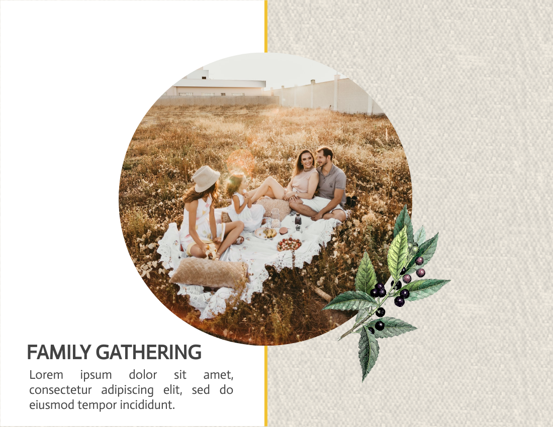 家庭照片簿 模板。Autumn Family Gathering Photo Book (由 Visual Paradigm Online 的家庭照片簿软件制作)