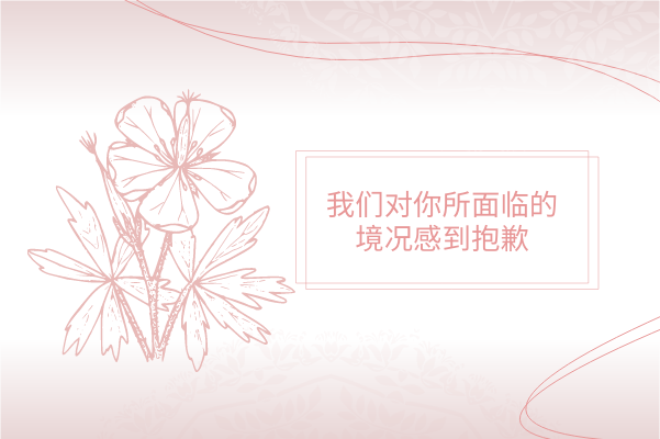 贺卡 模板。粉色花卉主题慰问卡 (由 Visual Paradigm Online 的贺卡软件制作)