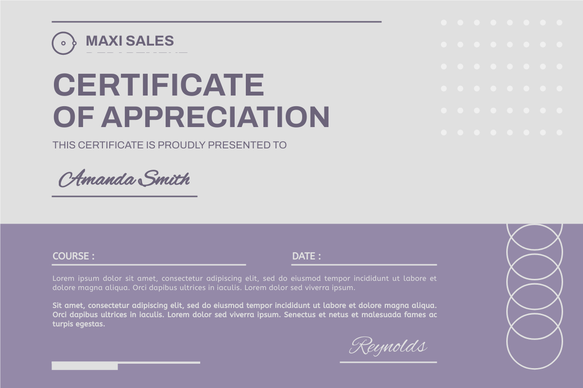 Certificate template: Professional Amethyst Smoke Certificate (Created by Visual Paradigm Online's Certificate maker)