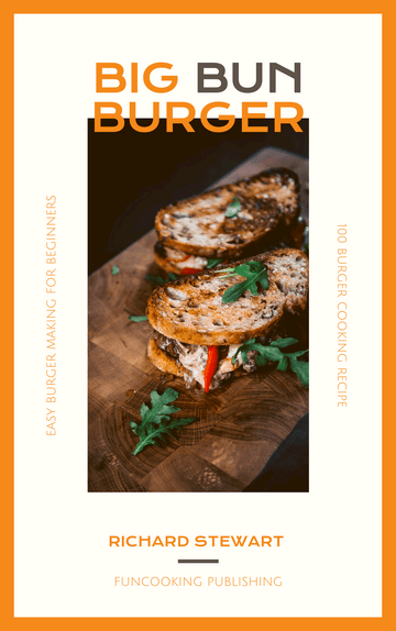 Editable bookcovers template:Modern Burger Food Recipe Book Cover