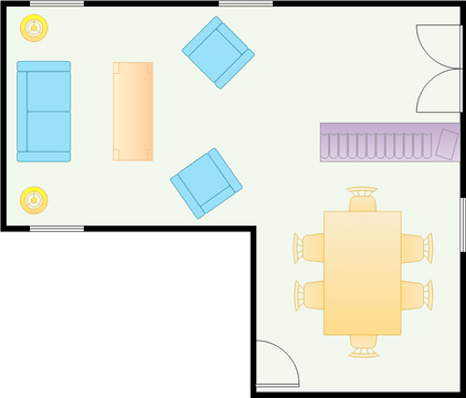 Dining Room Floor Plan template: L Shaped Dining Room (Created by Visual Paradigm Online's Dining Room Floor Plan maker)