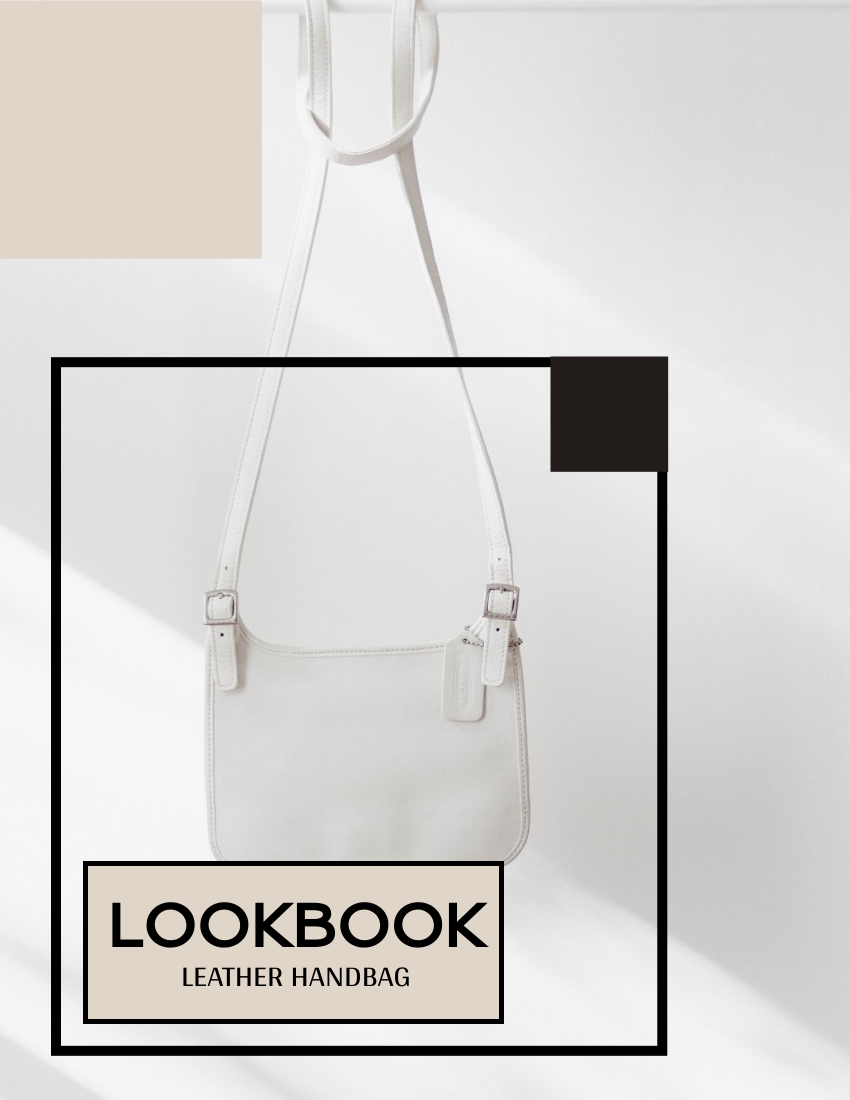 Lookbook 模板。Leather Handbag Lookbook  (由 Visual Paradigm Online 的Lookbook软件制作)