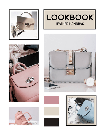搭配風格秀 模板。 Leather Handbag Lookbook  (由 Visual Paradigm Online 的搭配風格秀軟件製作)