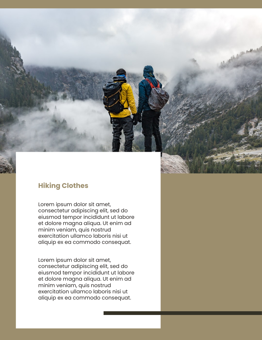 产品目录 模板。Hiking Essentials Catalog (由 Visual Paradigm Online 的产品目录软件制作)