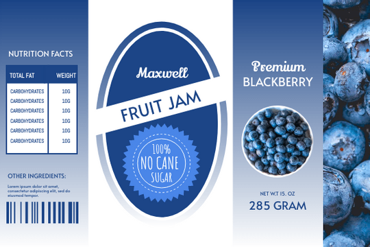 Label template: Blackberry Fruit Jam Label (Created by Visual Paradigm Online's Label maker)