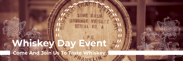Whiskey Day Event Email Header With Floral Decorations