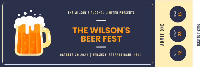Ticket template: Beer Festival Ticket (Created by Visual Paradigm Online's Ticket maker)