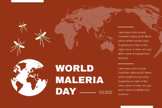 Editable greetingcards template:Red Earth Cartoon World Malaria Day Greeting Card