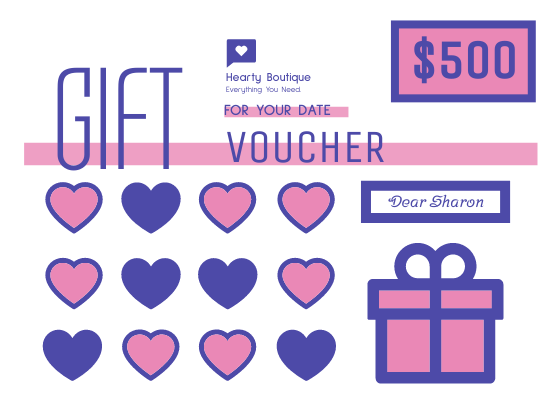 Gift Card template: Boutique Valentine Discount Gift Card (Created by Visual Paradigm Online's Gift Card maker)