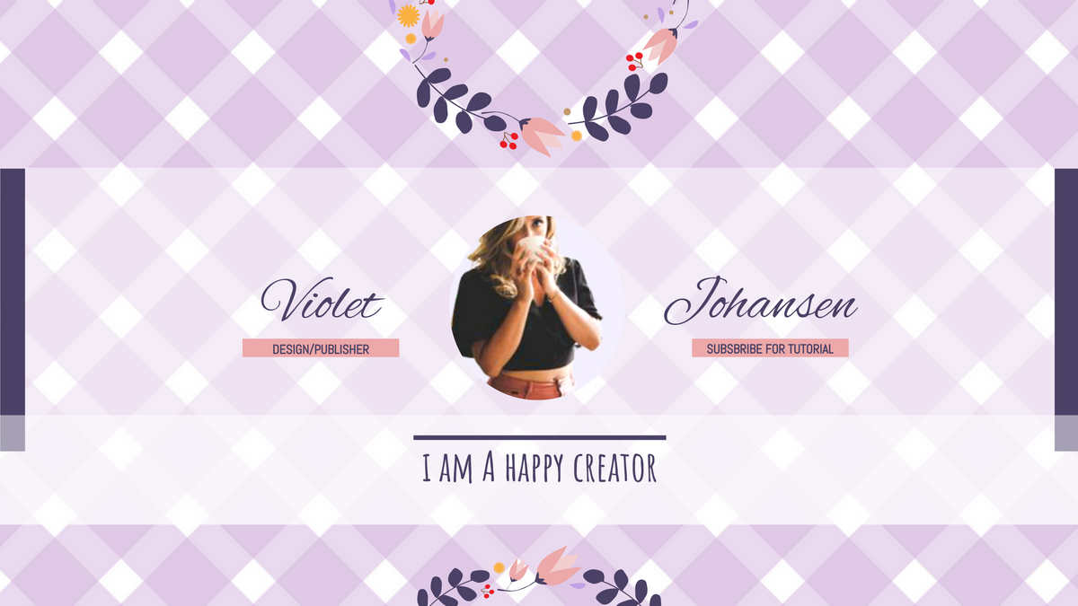 YouTube Channel Art template: Violet Content Creator YouTube Channel Art (Created by Visual Paradigm Online's YouTube Channel Art maker)