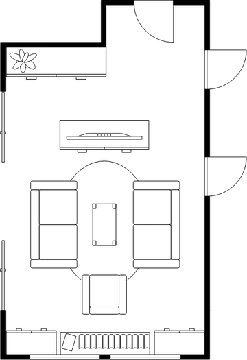 座位表 模板。 簡單的客廳平面圖 (由 Visual Paradigm Online 的座位表軟件製作)