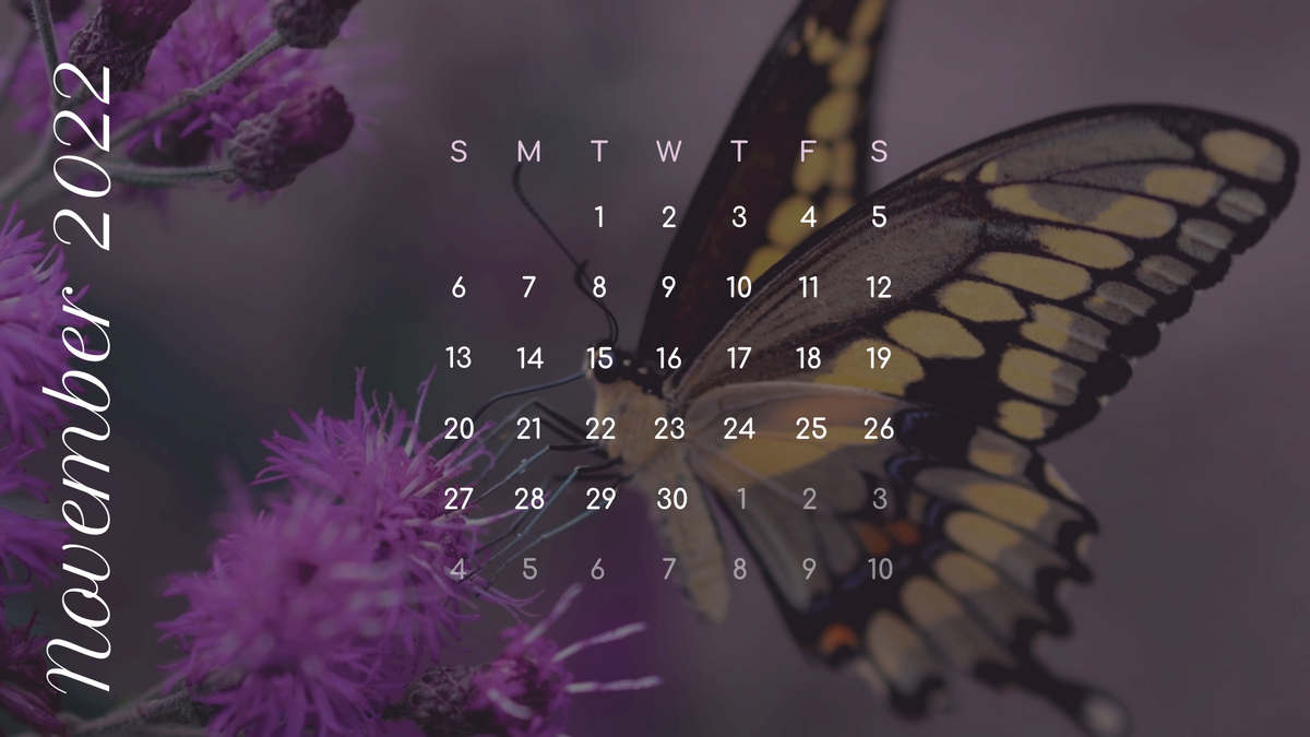 Calendar 模板。Floral And Butterfly Calendar (由 Visual Paradigm Online 的Calendar软件制作)
