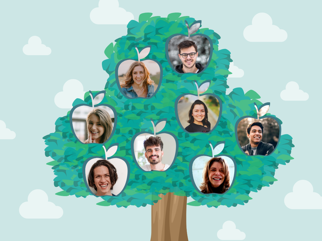 家庭树 模板。苹果树家族树 (由 Visual Paradigm Online 的家庭树软件制作)